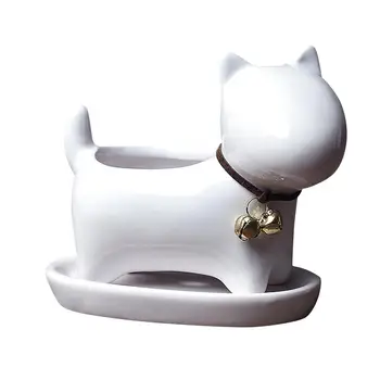 

Animals Shape Ceramic Flower Pot Cartoon Kitten Planter Cactus Succulent Plants Flower Cute White Potted Flowerpot For Home