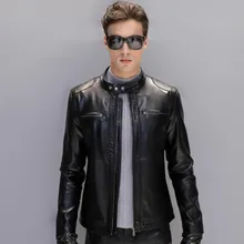 Мужская куртка из натуральной кожи, повседневная мотоциклетная байкерская куртка из натуральной кожи, приталенная черная коричневая Мужская одежда, chaqueta cuero hombre