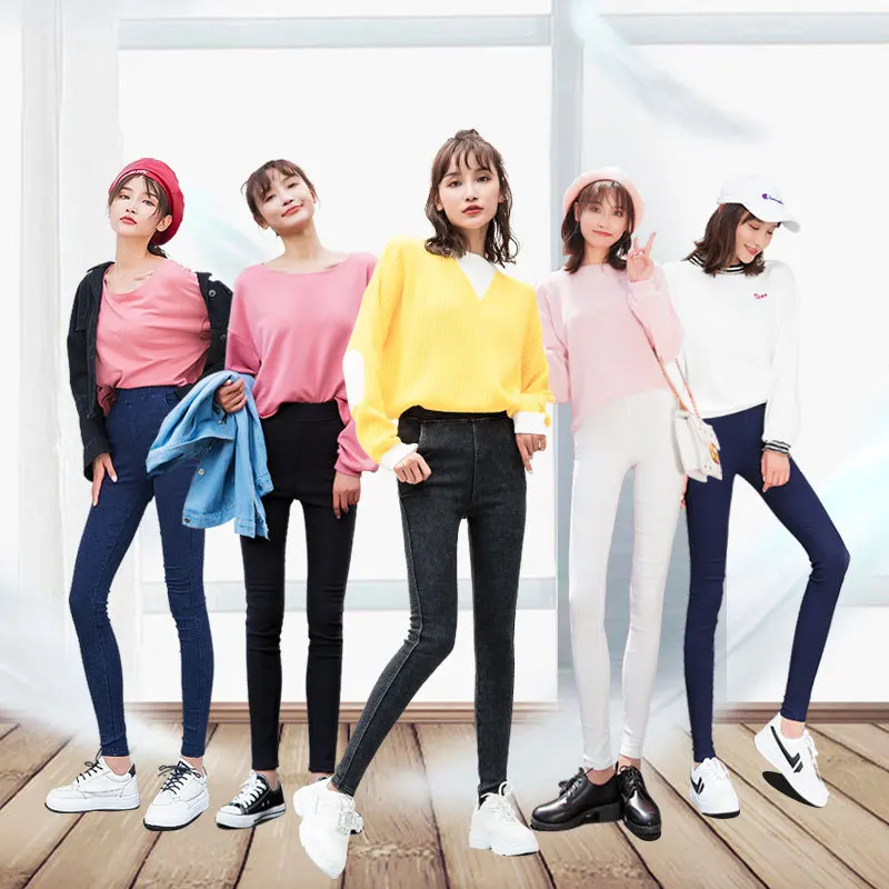 

Elastic waist skinny jeans women vintage skinny pencil jeans female lace up denim pants plus size trousers women leggings women