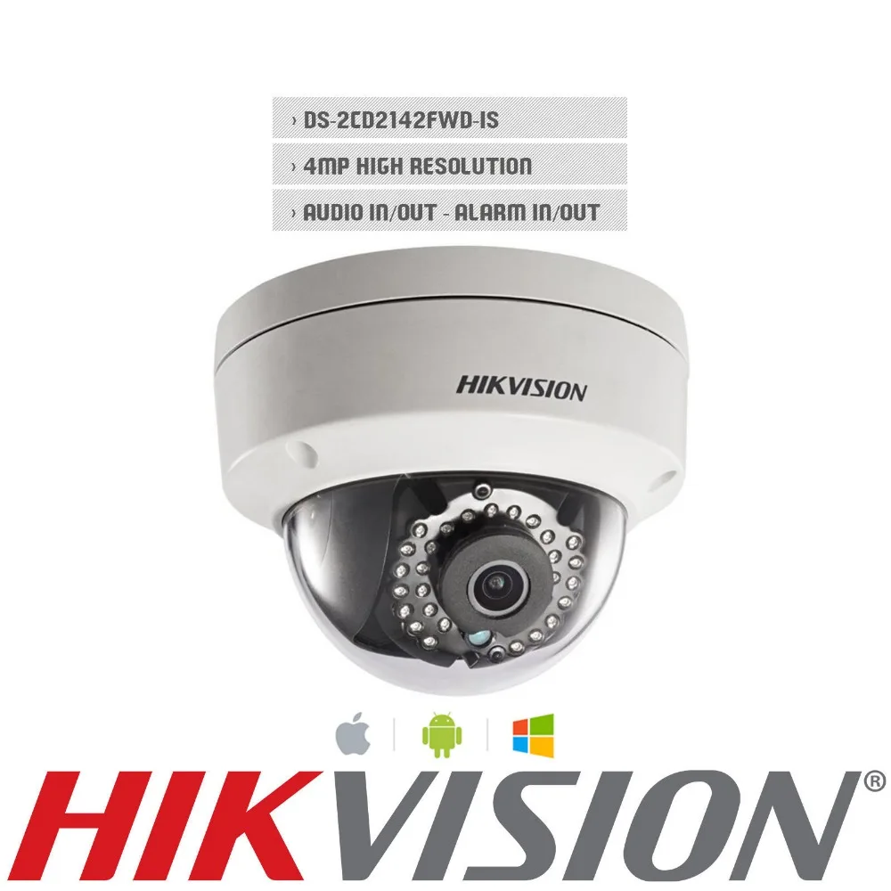 In stock Free shipping English version DS 2CD2142FWD IS 4MP mini dome network cctv camera P2P