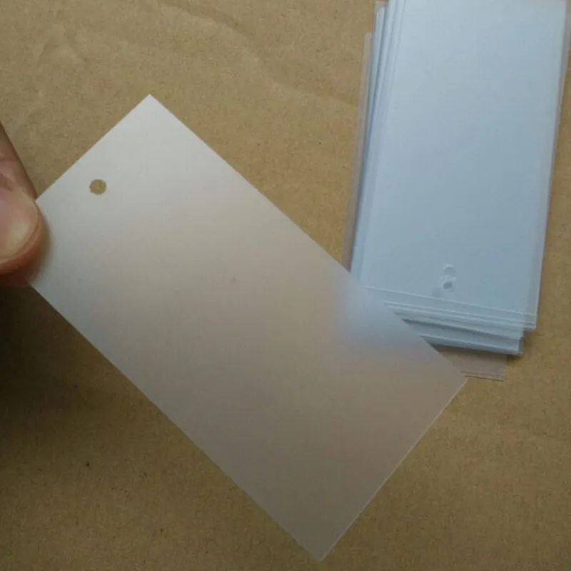 

200PCS , 4.5 * 9 cm Blank clothes Matte PVC tags with hole frosted Plastic hang tag 23s thickness