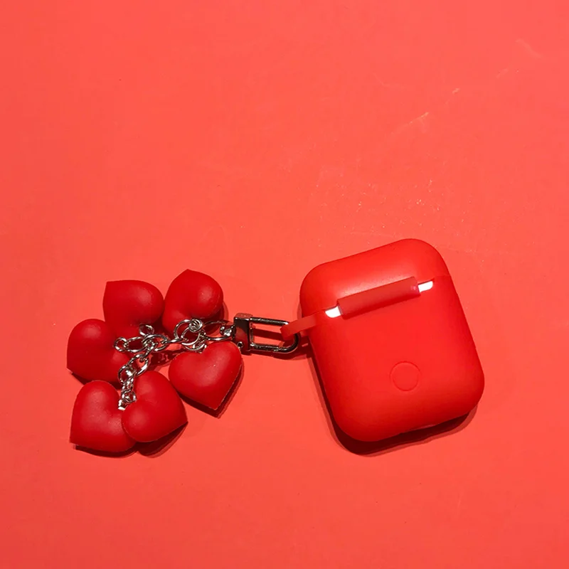 Для Airpods 2 чехол силиконовый Kawaii с сердцем для Apple милый наушников 3D Аксессуары
