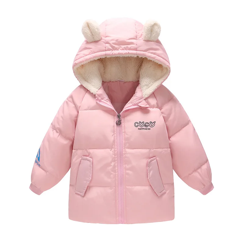 От 2 до 7 лет пуховики и парки для девочек зима кролик-капюшон теплая зимняя куртка для мальчиков детская Парка хлопковая куртка плотная детская одежда