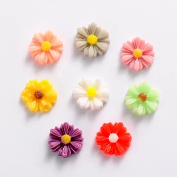 

Mixed Color Flower Resin Cabochons Jewelry Findings for DIY, 9x8x3mm ,1000pcs/lot