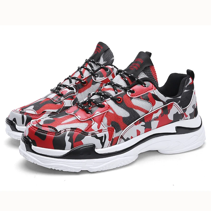 

2019 Spring And Autumn New Mesh Breathable Sports Men's Shoes Camouflage Casual Sweat-absorbent Large Size Shoes Men