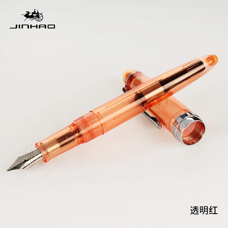 Jinhao 992 модная прозрачная цветная авторучка с 0,5 мм F наконечником, полимерные чернильные ручки для письма, школьные принадлежности - Цвет: Transparent orange