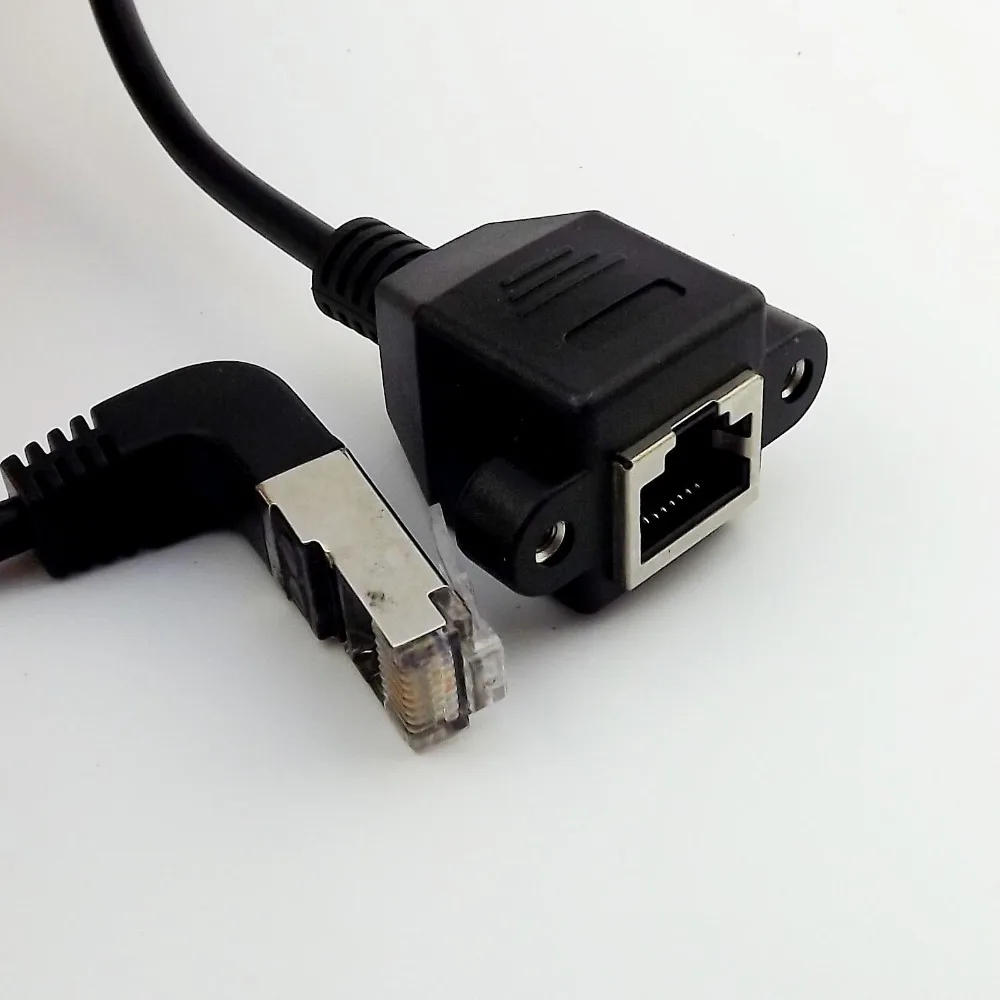 1 шт. RJ45 штекер с угловой до гнездовой панелью Ethernet LAN Сетевой Удлинительный