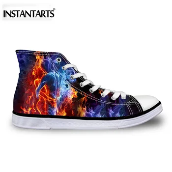 

INSTANTARTS Fire Design Men's Comfort Sneakers Lightweight High Top Canvas Shoes Boys Outdoor Breathable Walking Shoes Teenagers