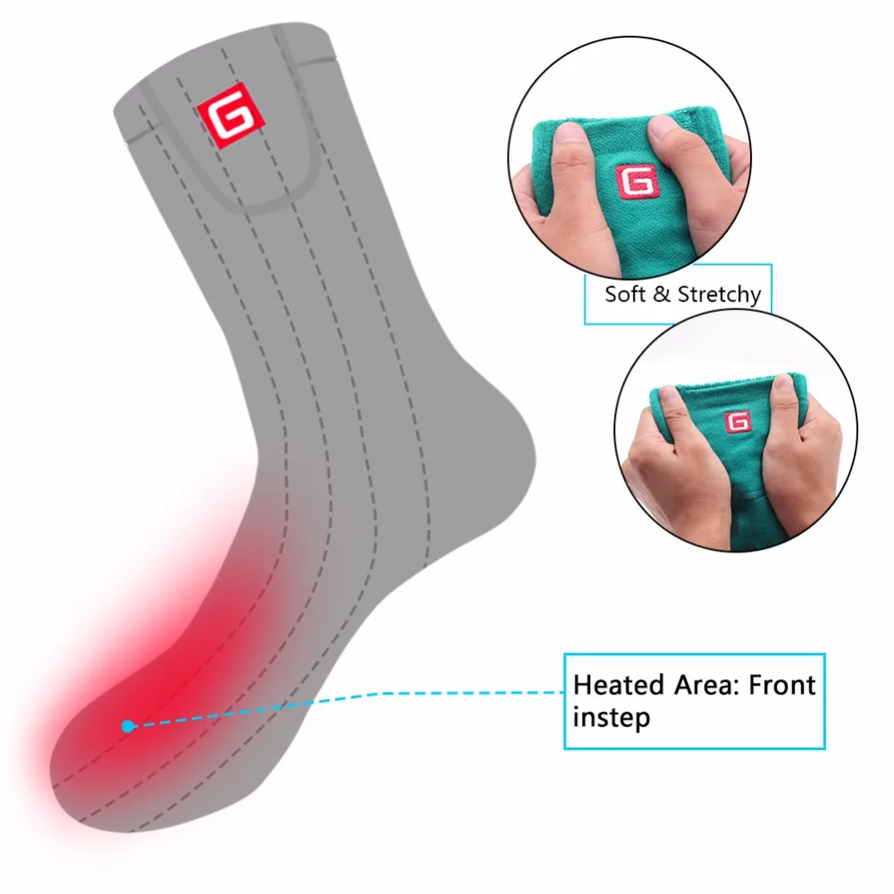 Носки с электрическим подогревом теплые носки с перезаряжаемой батареей 3,7 вольт эластичные теплые носки для здоровья для помещений и активного отдыха