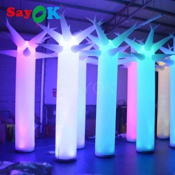 Online Sayok Inflatable LED Pillar 10 Feet High Inflatable LED Tree Glow In The Dark With Blower For Party Wedding Stage Decorations