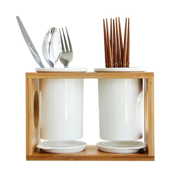 

Ceramic chopsticks tube double chopsticks cage wooden chopsticks rack drain box cutlery rack wx8151845