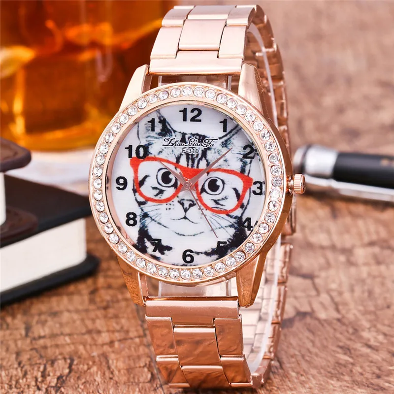 

Variety Of Popular Creative Cat Flower Dials Trend Brand Ladies Watch Women Clock Hour Rhinestone Watches Relojes Para Mujer &A