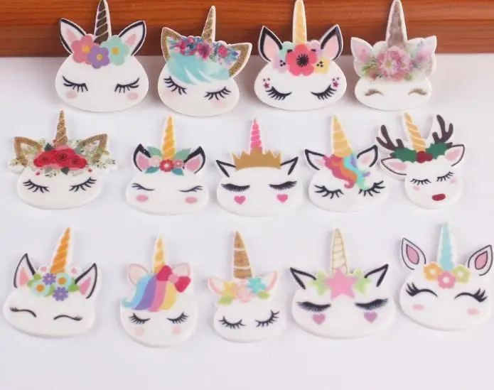 

wholesale 500pcs/lot Kawaii 14 style Cute Cartoon Unicorn Planar Resin Flatback Planar Unicorn for Crafts Making