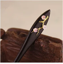 Серебряный 3d Лотос Ebony Hairstick винтажная китайская шпилька цветок Деревянная вилка для волос женские аксессуары для волос шпилька для волос 18 см WIGO1285