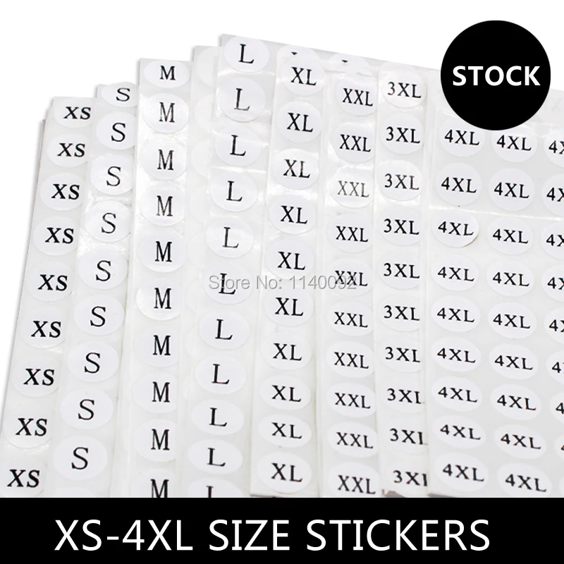 

Stock printed white size label stickers, number tags,Garment size label Round paper size sticker Free shipping 1000 pcs a lot