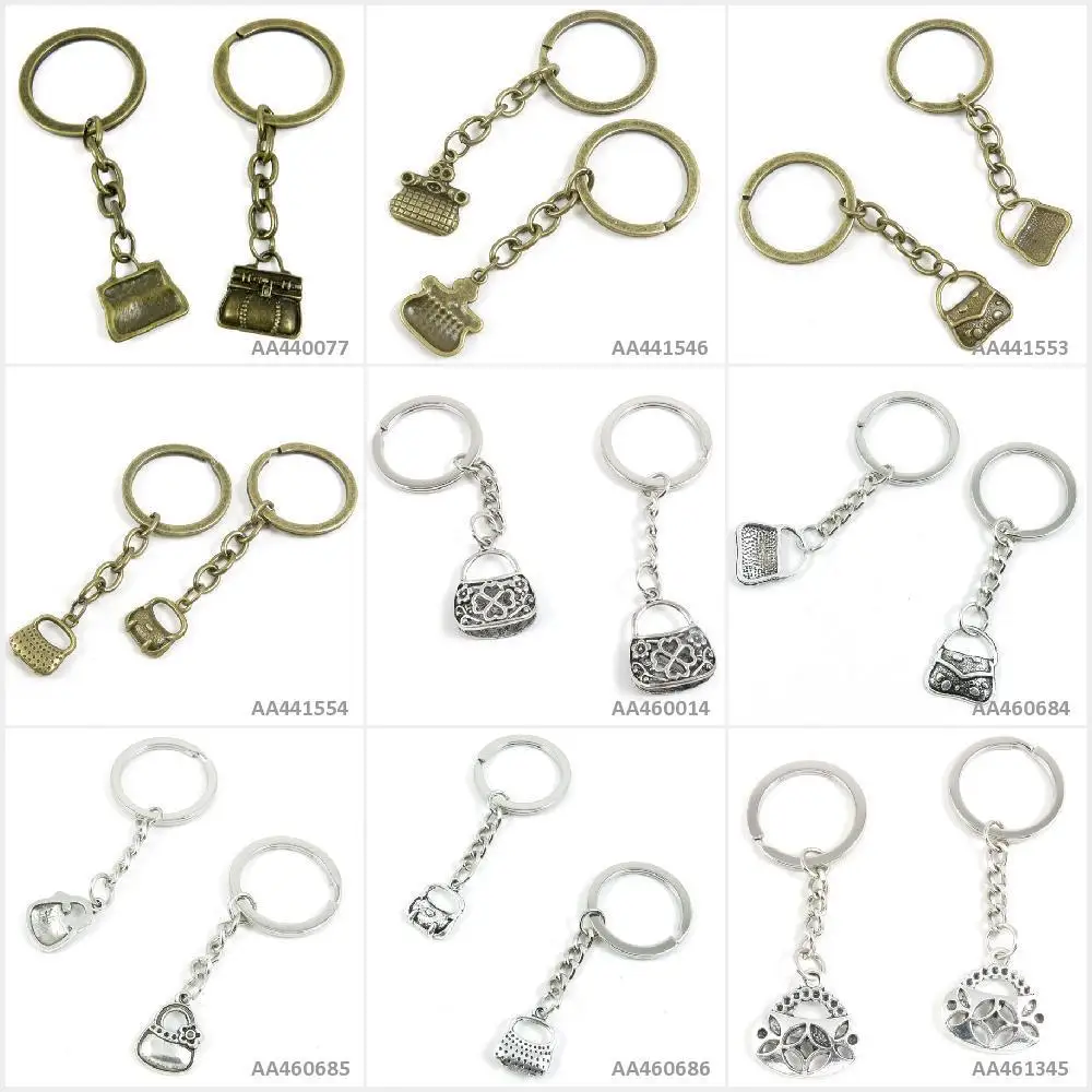 

Antique Bronze Silver Tone Keychain Keyring Keytag Handbag Purse Shoulder Bag Hand Briefcase Key Chain Ring Jewelry Charms