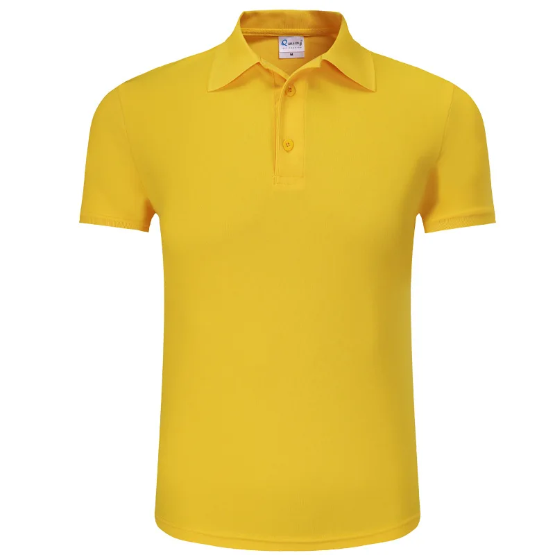 Женские рубашки-поло из хлопка размера плюс, Комбинезоны для командной деятельности с коротким рукавом и отложным воротником, дышащие мягкие спортивные повседневные рабочие топы белого цвета - Цвет: Цвет: желтый