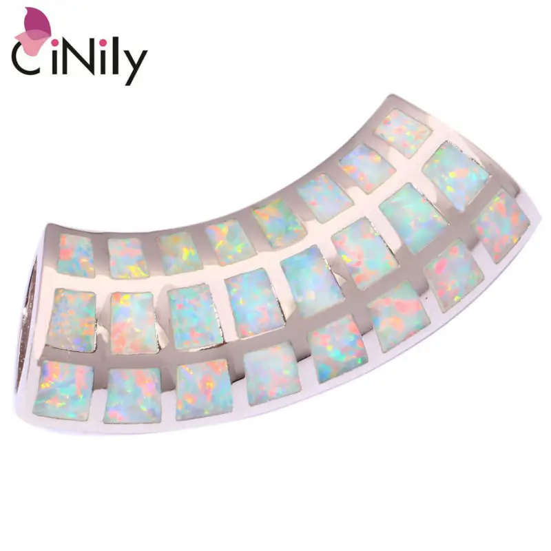 

CiNily Created White Fire Opal Silver Plated Pendant Wholesale Retail New Style Fashion For Women Jewelry Pendant 1 1/4" OD4710
