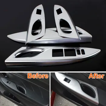 

2016 New Car Styling Covers ABS Auto Interior Door Power Window Lift Switch Sticker Panel Cover Trim 4pcs/set For Yaris L 2014