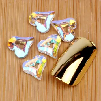 

50pcs/pack 8mm Heart Shape Angle Rings Glass Hollow Crystal Chameleon Cabochom Jewelry Nail Art DIY Garments Dress Decoration