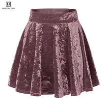 Urban CoCo Женские винтажные бархатные плиссированные юбки Новая мода мини расклешенные эластичные юбки