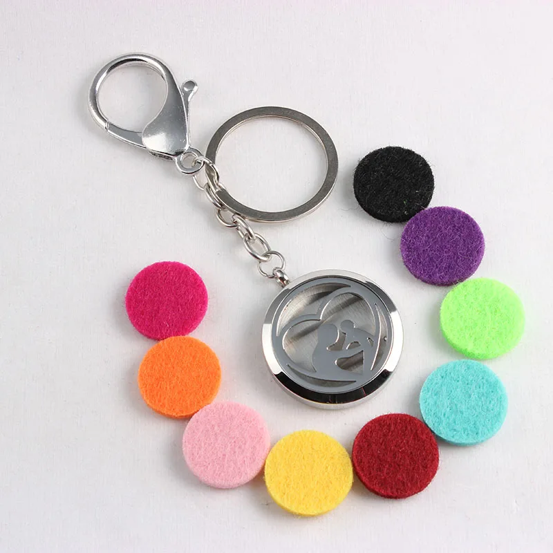 Screw Stainless Steel Perfume Locket Keychains Keyrings Aromatherapy