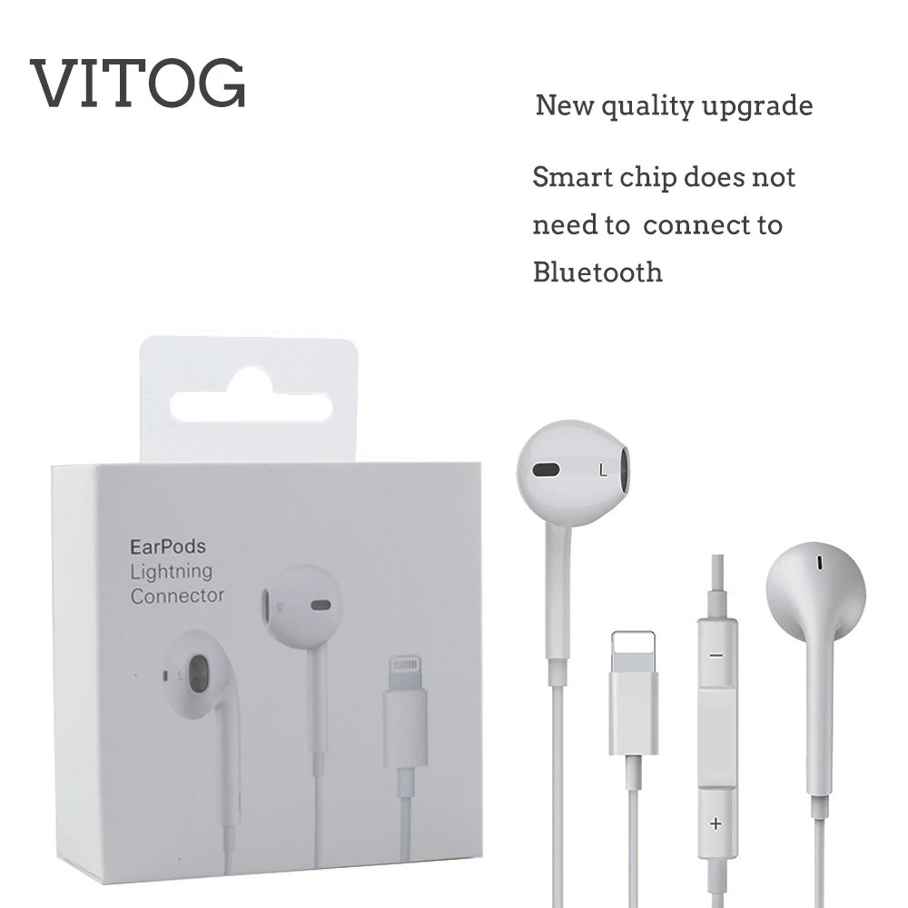 Lighting Earphone with microphone Wired Stereo Earphones for Apple iPhone 8 7 Plus X XS MAX XR iPod Wired Earphone Lightning