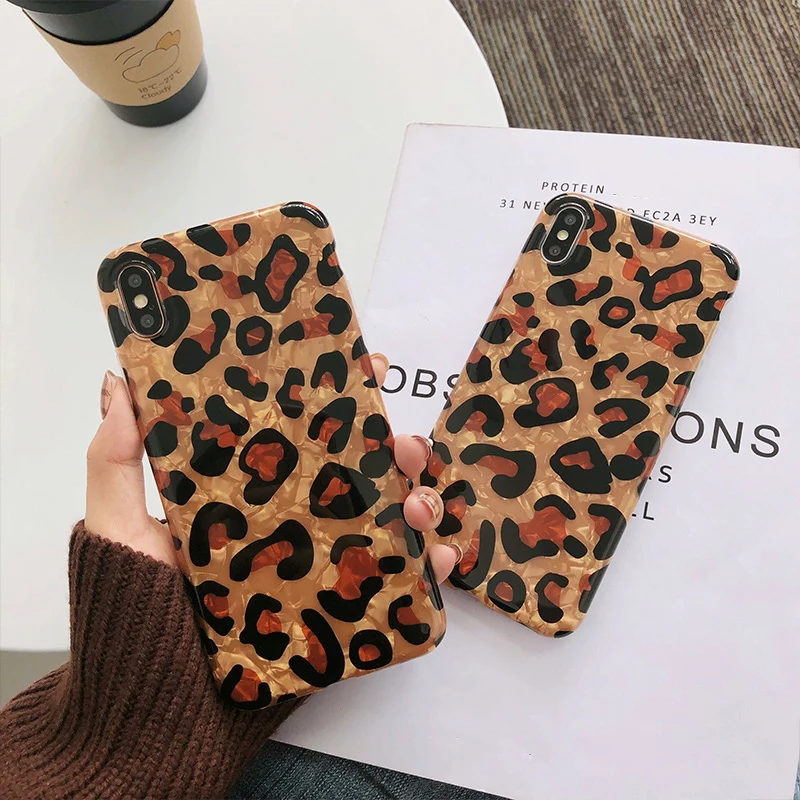 Leopard spot Glitter Sequins phone cases For iphone XS Max XR XS Dream