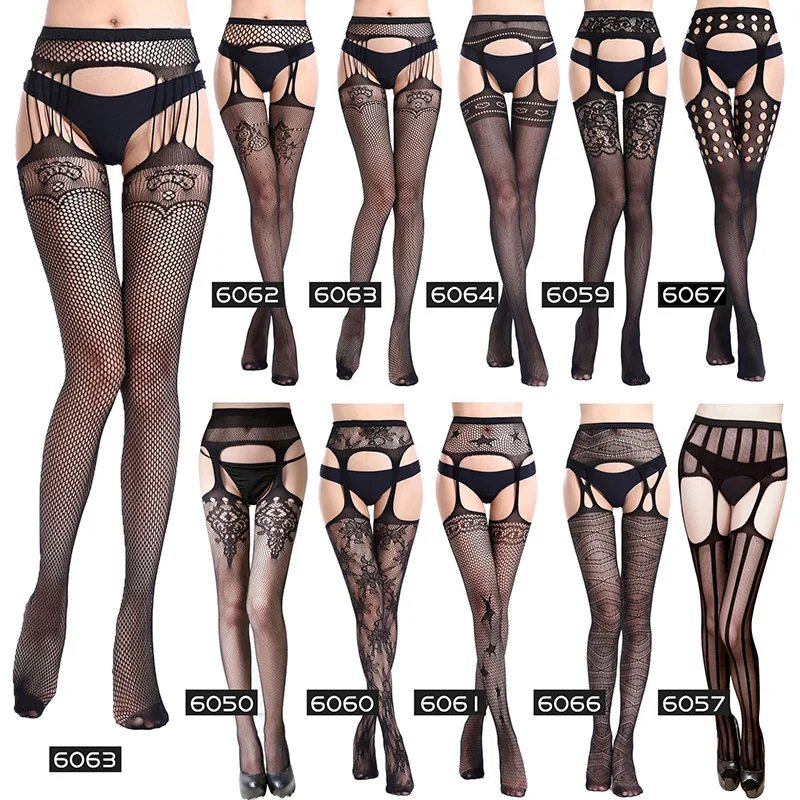 

Hollow Out Tights Lace Sexy Stockings Female Thigh High Fishnet Embroidery Transparent Pantyhose Women Black Lace Hosiery E50-67