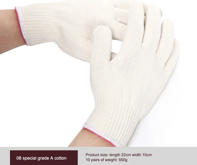 20 пар, мужские белые рабочие защитные перчатки, устойчивые к порезам, защитные нейлоновые провода, защитные прочные анти-режущие перчатки
