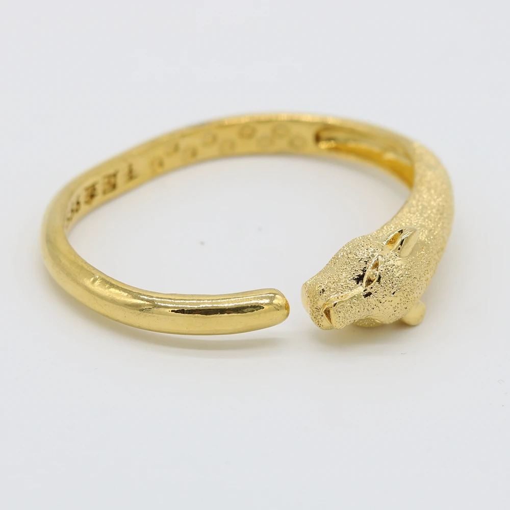 Cabeça de leopardo Pulseira de Ouro Amarelo