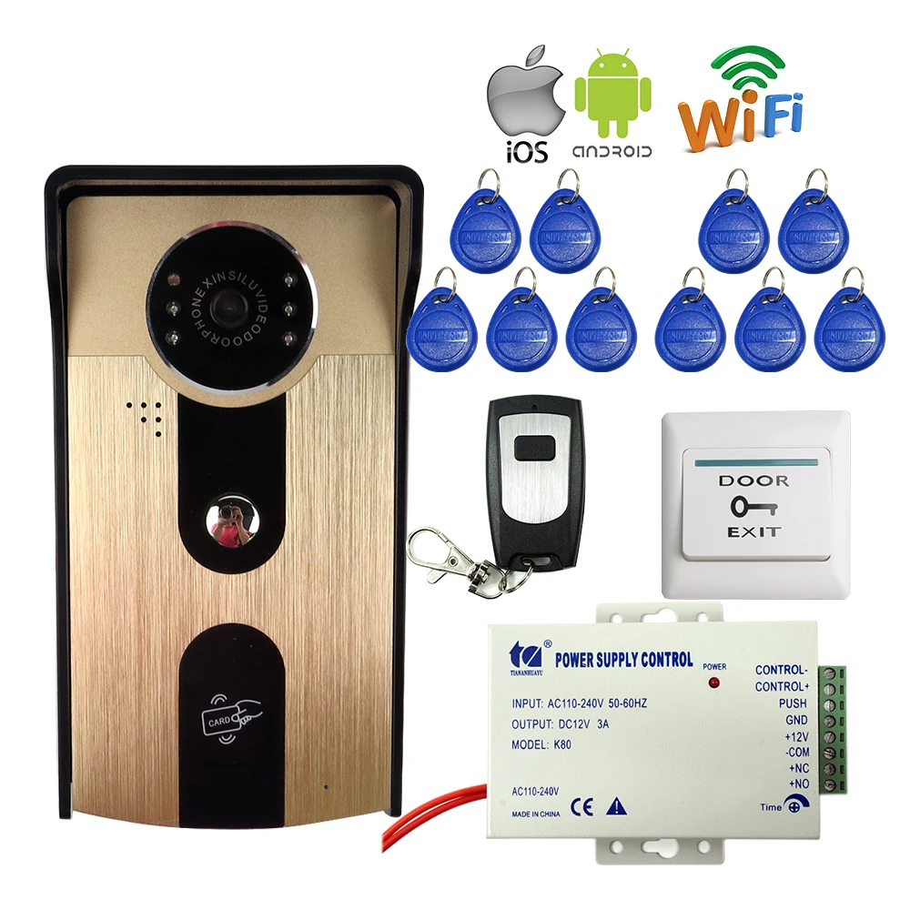 

FREE SHIPPPING NEW RFID Access Wireless LAN Wifi Video Door Phone Intercom Metal Outdoor Doorbell Camera for Android IOS Phone