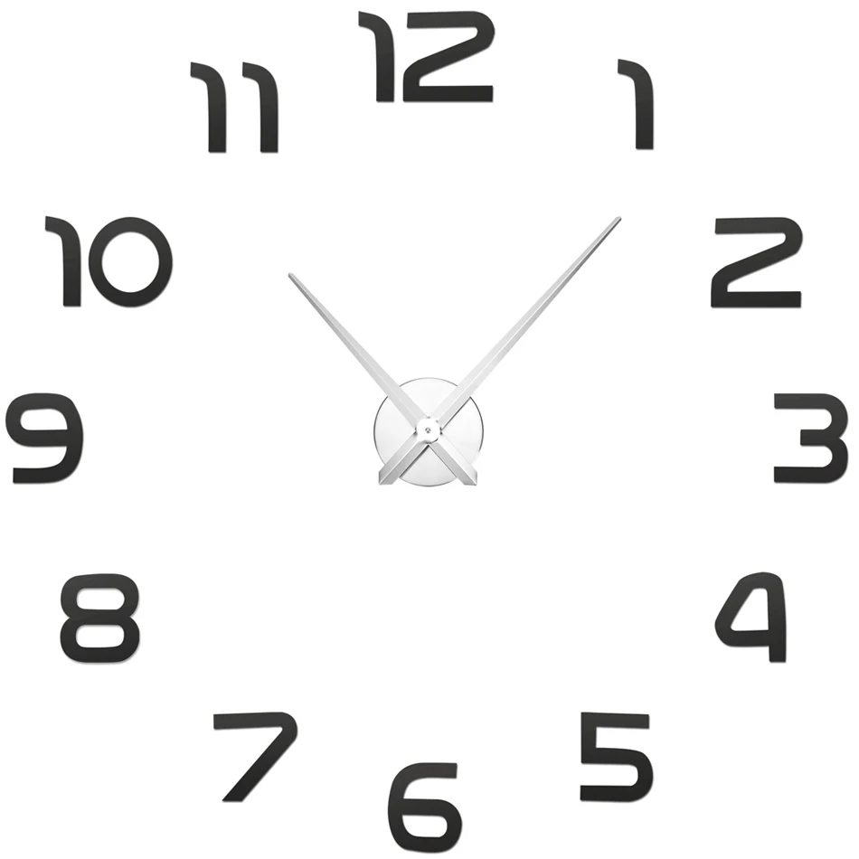 Creative Wall Sticker 3D Large Number Wall Clock Horloge DIY Mirror