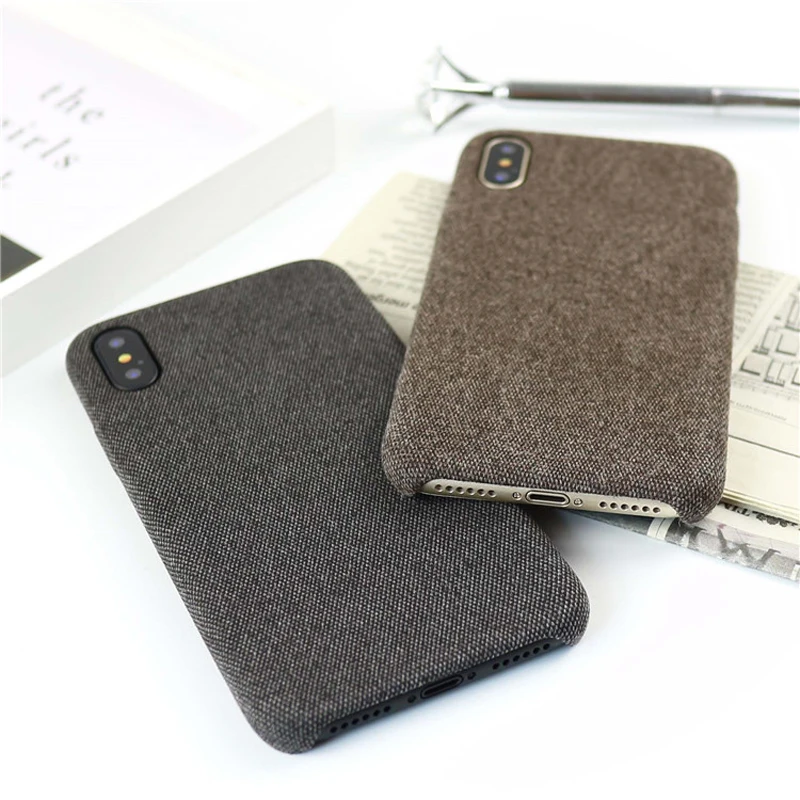 Tela Simple caso suave de la textura TPU para iphone 6 6 S 7 8 más X lona silicona para iphone 8 7 más X funda capa caso