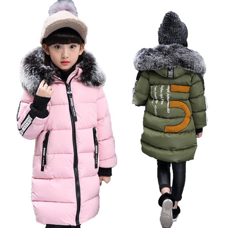 

Kids Girl Parkas Hooded Coat children's Winter jackets Warm Down cotton For Girl clothes Children Outerwear Thick Overcoat M24