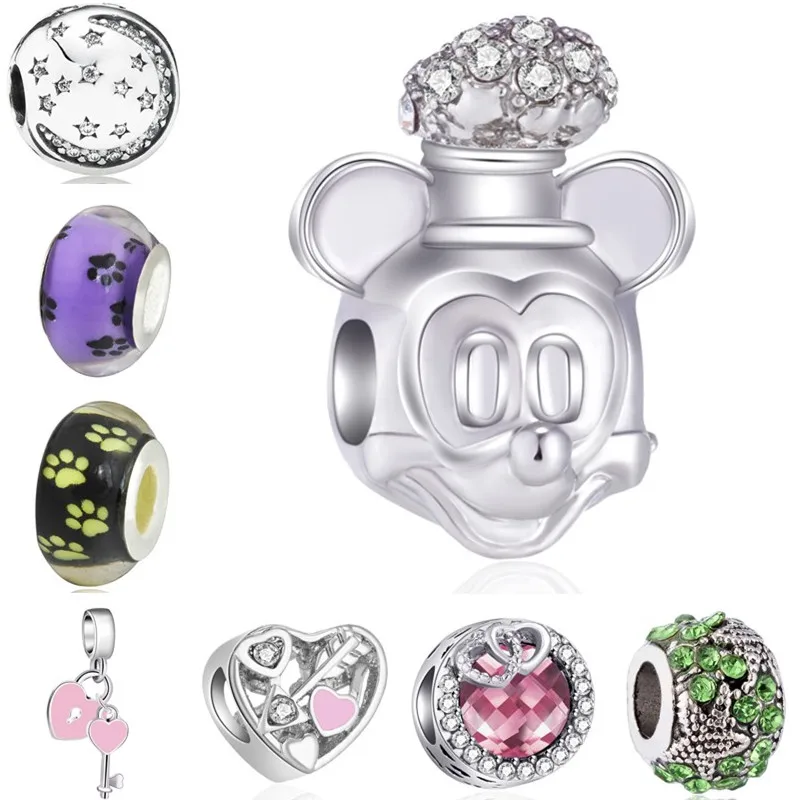 

Vintage Crystal Lock Key Butterfly Mickey Mouse Alloy Beads Fit Pandora Barcelets & Bangles for Women Party DIY Making Jewelry