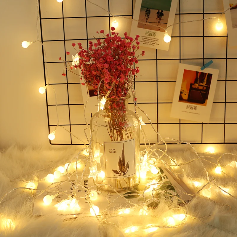 

LED Ball String Lights Star Fairy Garland Waterproof For New Year Christmas Wedding Home Indoor Decoration Battery Operated