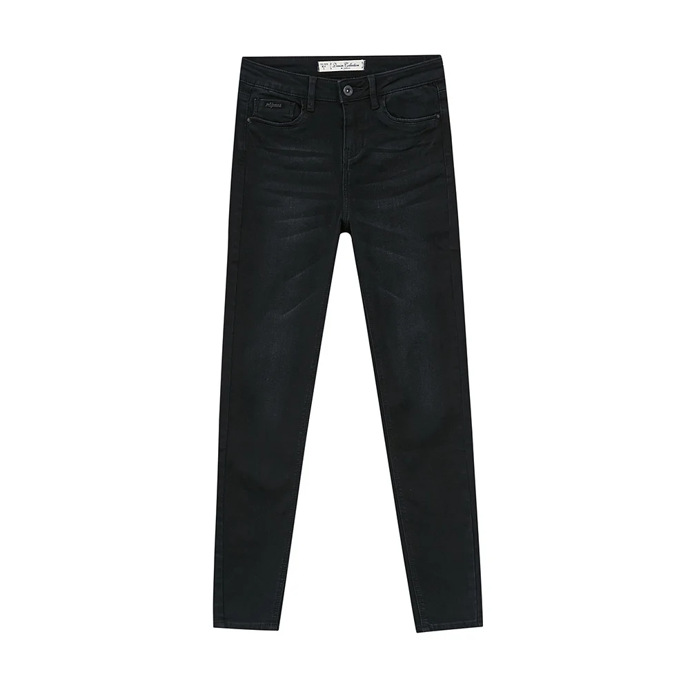 Metersbonwe, узкие джинсы для женщин, джинсы, базовый дизайн, женские синие джинсовые брюки-карандаш, повседневные, высокое качество, Стрейчевые женские джинсы с талией - Цвет: Black