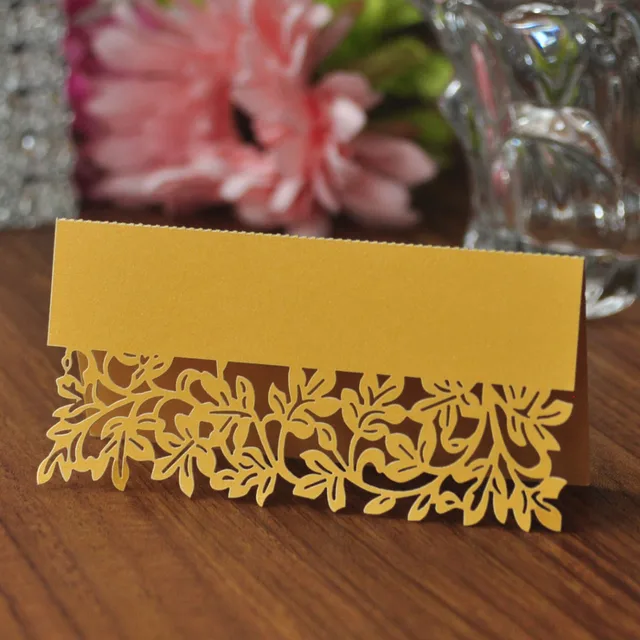 100pcs Gold Name Cards Wedding Decoration Gifts Supplies Ivory Leaf 100pcs Gold Name Cards Wedding Decoration Gifts Supplies Ivory Leaf Recycled Paper Place Card Ideal Party