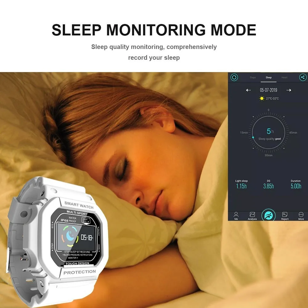 LOKMAT Bluetooth Smart Uhr Frauen Männer IP68 Wasserdichte Farbe Touch Heart Rate Monitor digitale SmartWatch Für Android ios