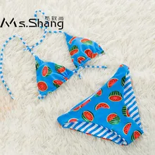 Купальник-Бикини для детей от 2 до 12 лет с фруктовым принтом, купальный костюм для маленьких девочек с героями мультфильмов детские купальники из двух предметов