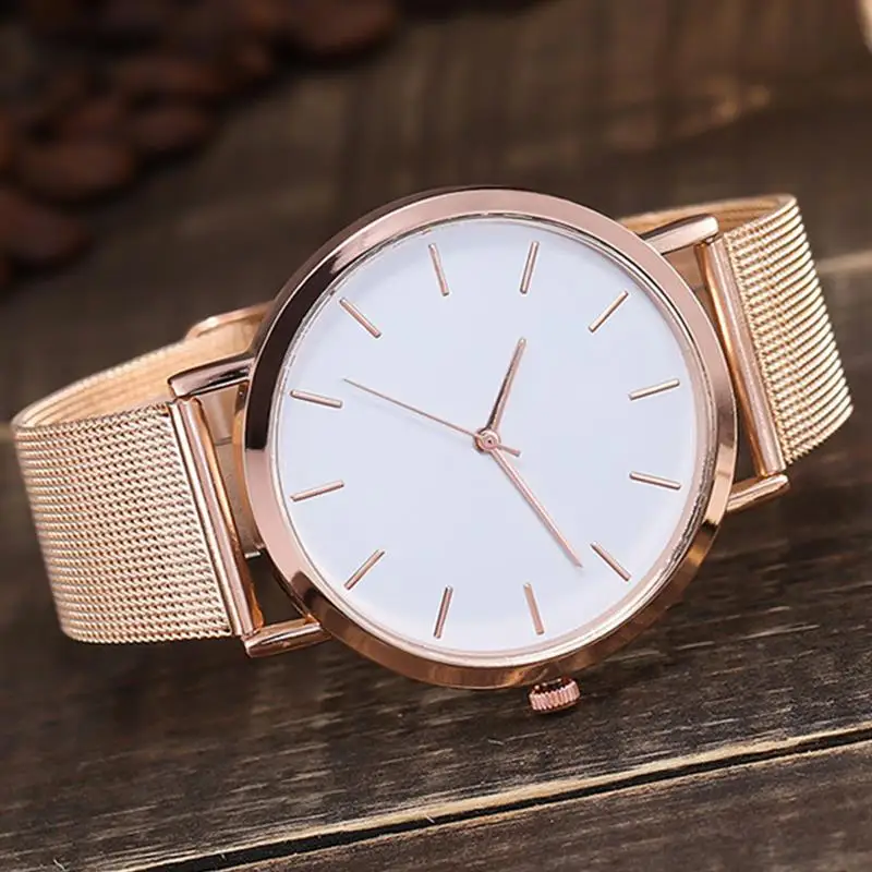 Fashion Women Black Watches Mesh Band Stainless Steel Quartz Wristwatch Ladies Simple Watches Female Elegant Clock Reloj Mujer