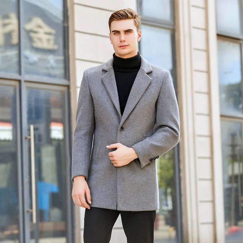 TIAN QIONG Men Clothes Autumn Winter New Long Wool Jacket Male Fashion Casual Thicken Slim Fit Mens Coat Brand Clothing