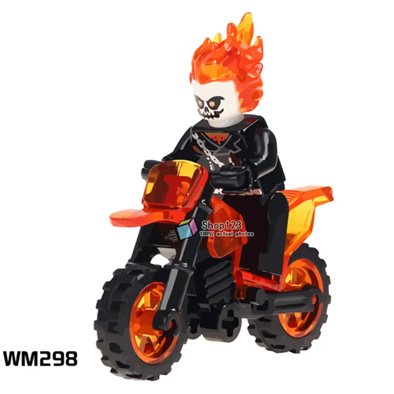 

Single Building Blocks Ghost Rider With Motorcycle Marvel Super Heroes Model Action Bricks Dolls Kids DIY Toys