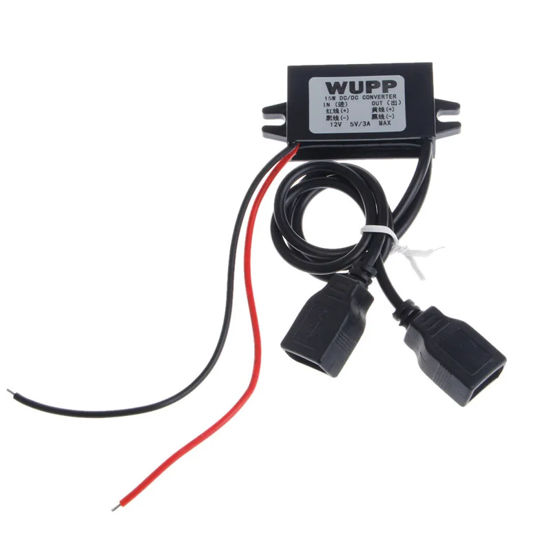 

Car DC 12V to 5V 3A 15W Hard Wired Step Down Dual USB Charger For Dashcam Phone
