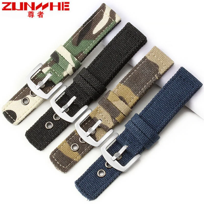 

Canvas Camouflage Watch Band Strap apply Seiko Citizen For Men Women Watches Belt Accessories Wrist Watch Bracelet 20mm 22mm
