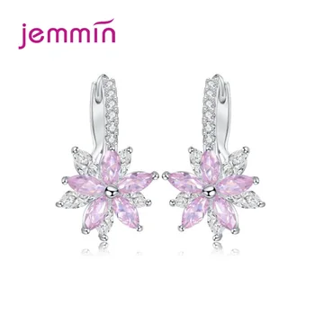 

Cute Lovely 925 Sterling Silver Flower Shape CZ Stone Stud Earrings Cubic Zircon for Women Party Accessories Romantic Gifts