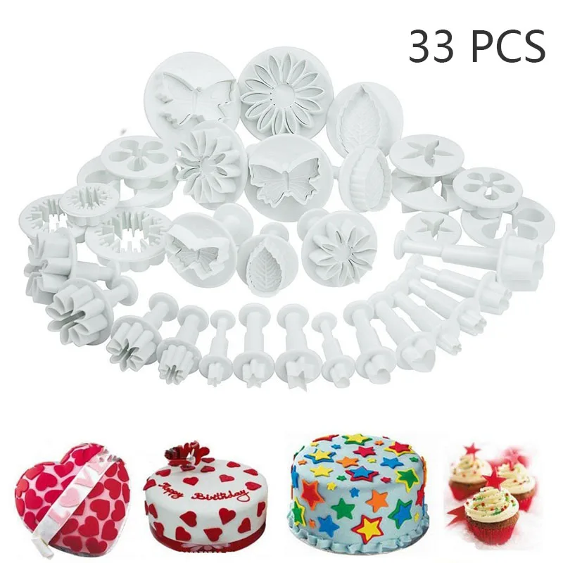 33pcs/set Cake Mold Fondant Cutters Decorating Tools Cookie Cake Flower