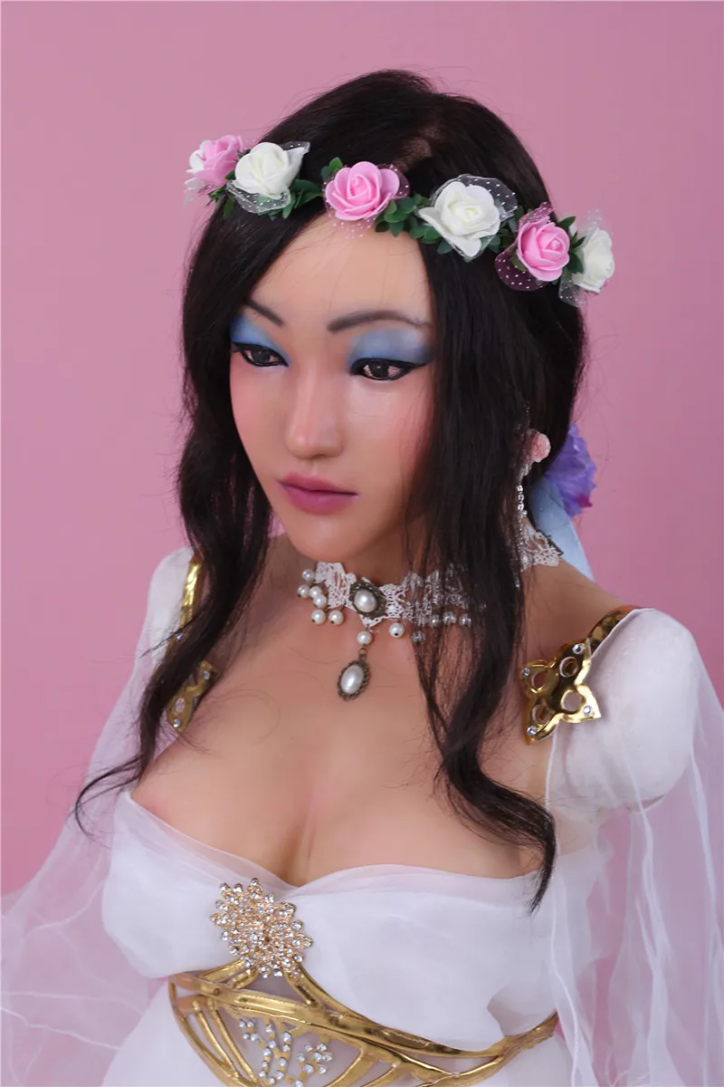 

C Cup Artificial Silicone Breast Forms Fake Goddess Face For Halloween Crossdresser Drag Queen Cosplay Spoof Men CD To Women