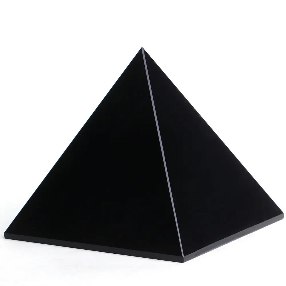 AAA+Natural black obsidian pyramid singing healing stones for paper weight